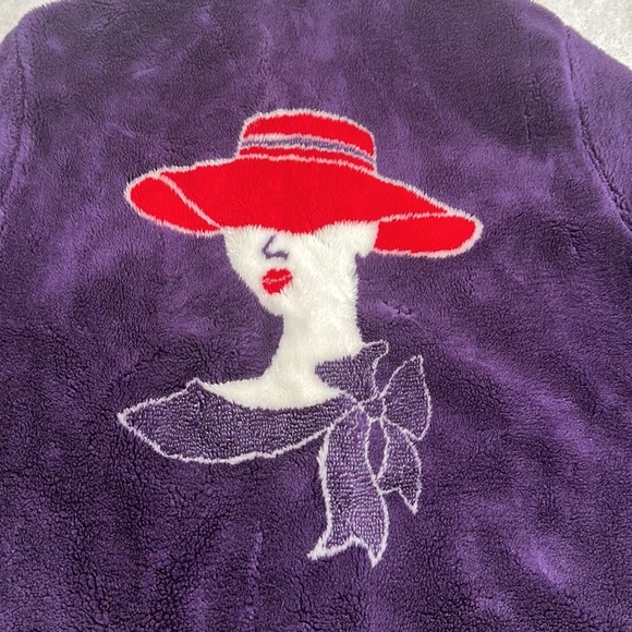Black Mountain Outdoor Heavy Fleece Jacket Vintage‎ Purple Chic Red Hat Society - Picture 2 of 9